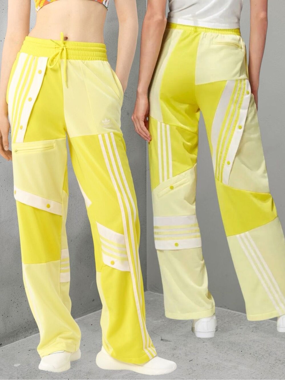 Adidas x Daniëlle Cathari Wide Leg Deconstructed Patchwork Track Pants Yellow 3X - Picture 6 of 16